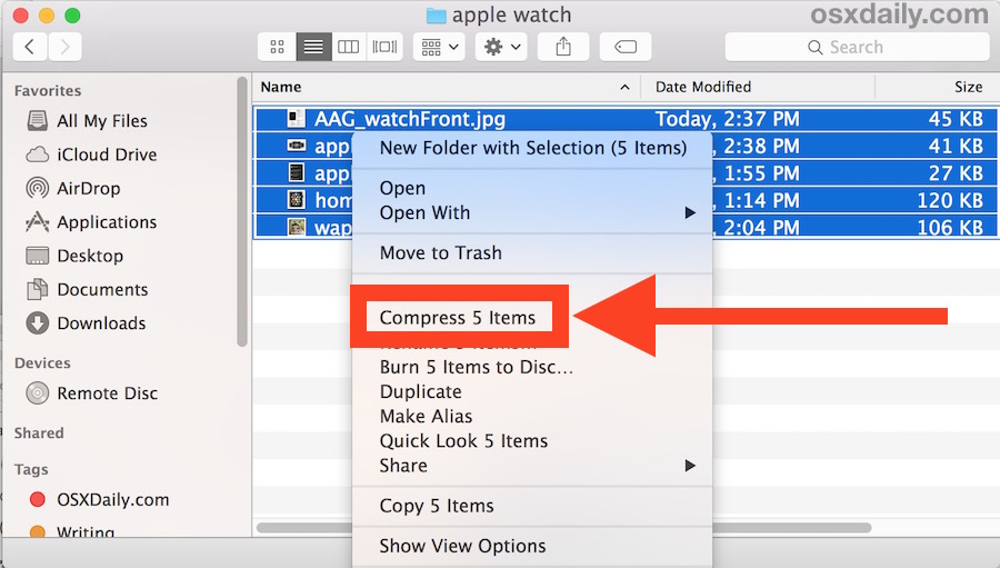 zip a file on mac for email